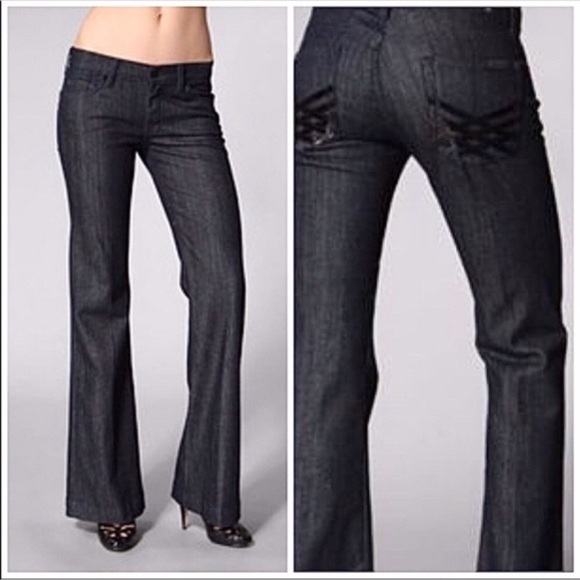7 For All Mankind Dojo Lattice Dark Wash Jeans Size 29 - Picture 1 of 10
